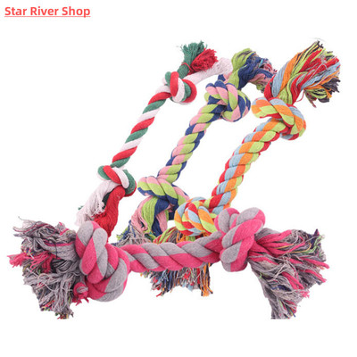 Pet Dog Puppy Double Knot Chew Rope Knot Toys Clean Teeth Du