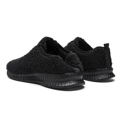 Fujeak Winter Faux Fur Shoes for Men Outdoor Casual Anti-sli