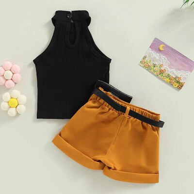 Kids Baby Girls Clothes Fashion Summer Outfit Solid Color Sl