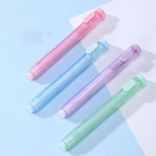 Kawaii Rubber Erasers with Refill Retractable Pencil Wipe Cl