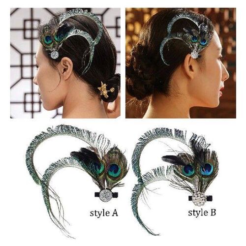 Peacock Feathers Hair Clips for Women Elegant Hair