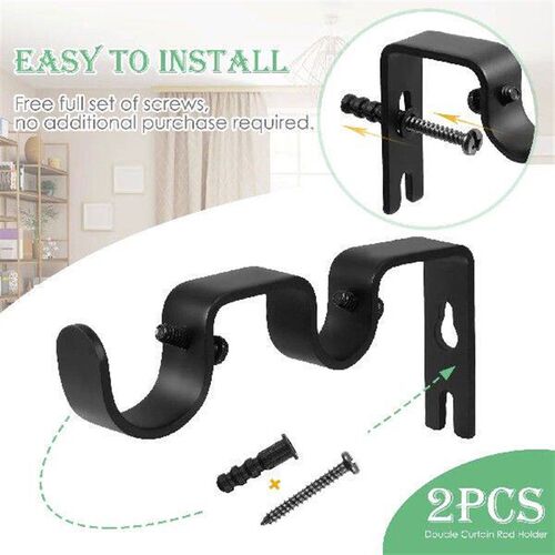 Curtains Rods Pole Mounting Holder Storage Rack Drapery