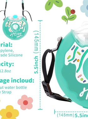 380ml Kids Water Bottle Kawaii Plastic Cup Donut Shape Cute