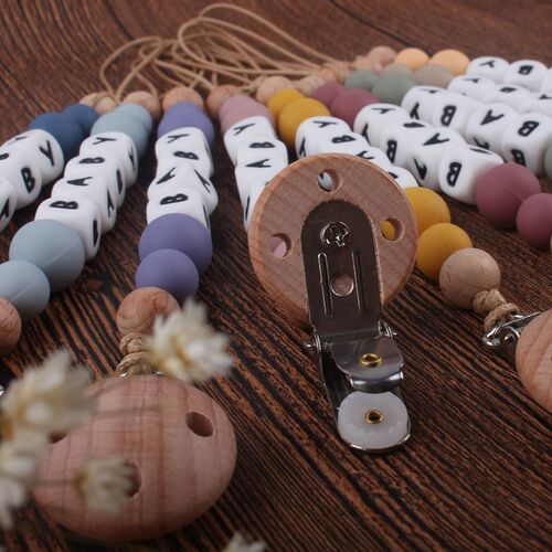 Personlized Baby Name Natural Silicone Teether Beads Newborn
