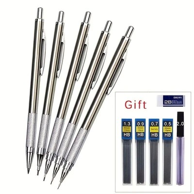 0.3 0.5 0.7 0.9 1.3 2.0mm Mechanical Pencils Set Metal Art D