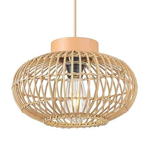 zeyu Farmhouse Rattan Pendant Light, 1-Light Boho Hanging