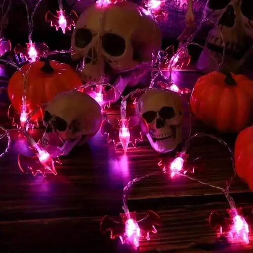 59.06inch 10 Lights, 3m 20 Lights Purple Bat Halloween Decor