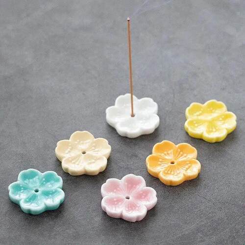 Cherry Blossom Incense Burner Home Ceramic Decor  Stick Hold