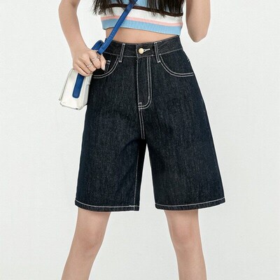 ZHISILAO Solid Knee-length Denim Shorts Women Boyfriend Casu