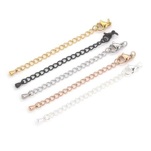 10pcs Stainless Steel Extension Extended Tail Chains With Lo