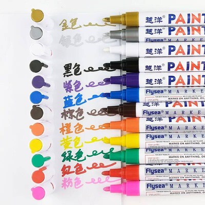 12 Color White Waterproof Rubber Permanent Paint Marker Pen