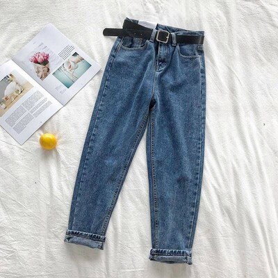 Vintage Straight High Waist Jeans Women Boyfriend Mom Street