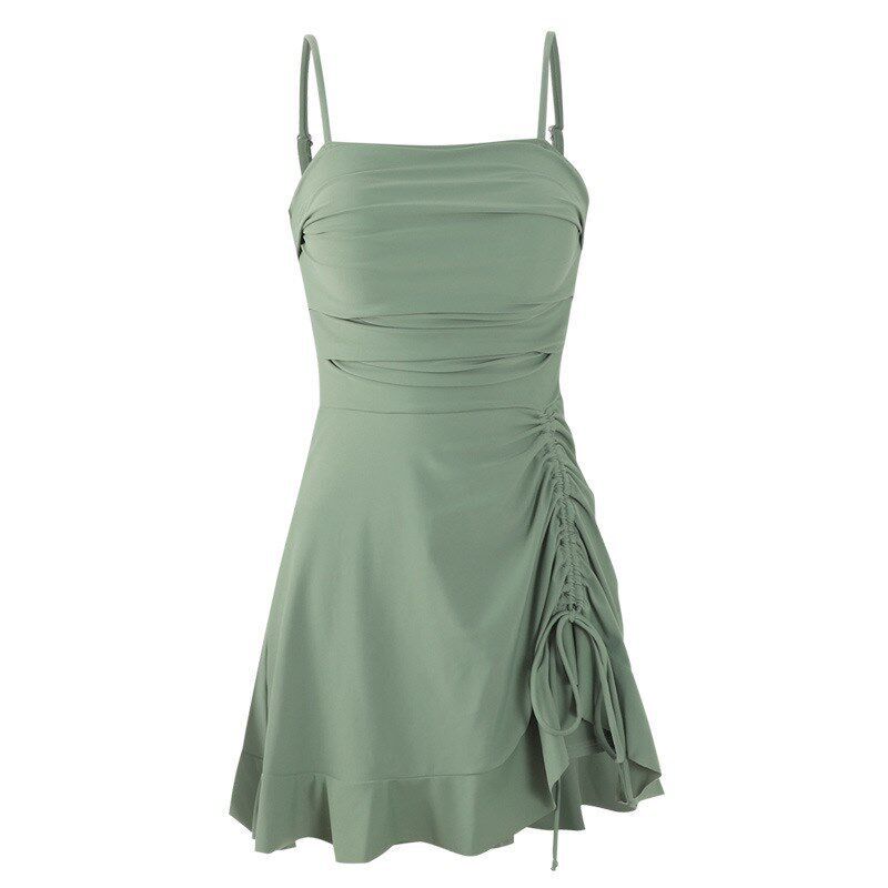 Retro Simple Pure Color Strapless Conservative Slimming Onep