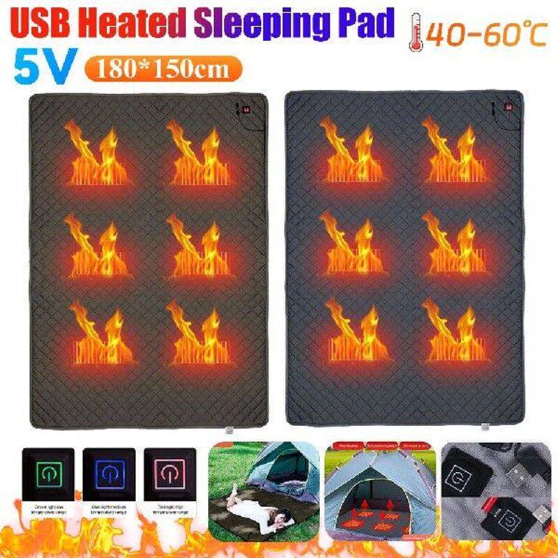 USB Electric Heating Pad Portable 6 Heated Areas Camping - 实物图