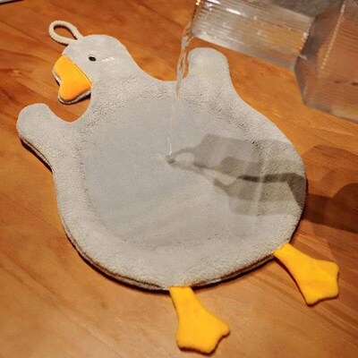 Cute Goose Hand Towels for Bathroom Kitchen Thickened Coral