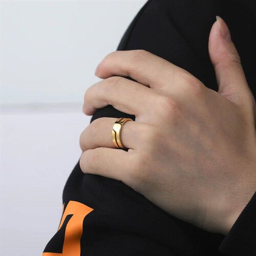 Skyrim Stainless Steel Ring for Men Women Black Minimalist C
