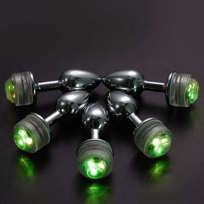 LED Colorful Light Metal Anal Plug NO Vibrator Masturbator F