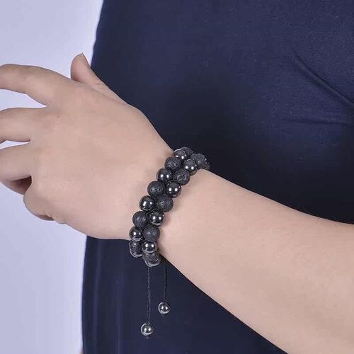 Simple Mens Brlet 10MM Lava Volcanic Stone Brlet Double Lay