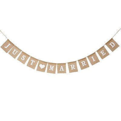 HOT Jute Burlap Bunting Rustic Just Married Mr Mrs Wedding