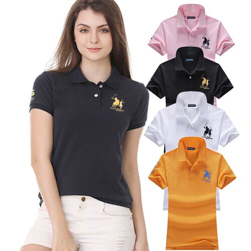 High Quality Summer New Lady Short Sleeve Polo Shirts Big
