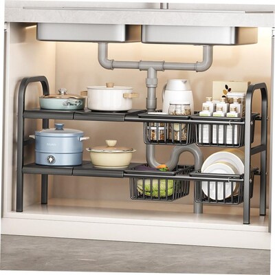 kitchen accessories Multi-layer pot storage rack Layering in