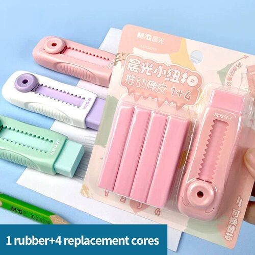 Push-pull Rubber with 4 Refills Erasers Cute Pencil Eraser S