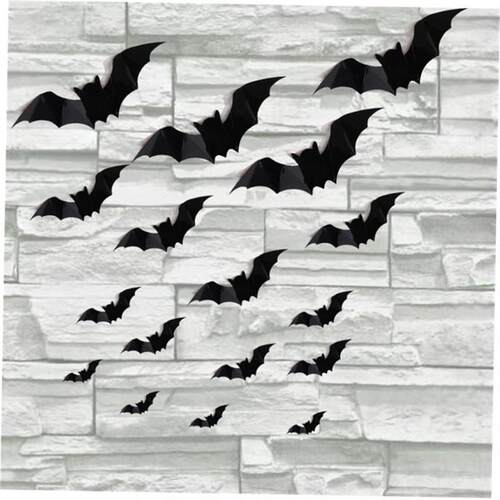 16pcs Halloween 3D black bat Wall Stickers Halloween party