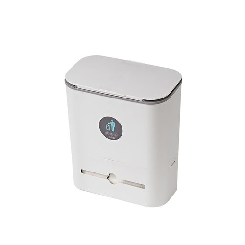 Kitchen Sliding Cover Trash Bin Household Cabinet Door Wall-
