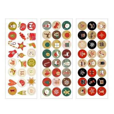 24Pcs Christmas Advent Calendar Number Sticker DIY Cookie Ca