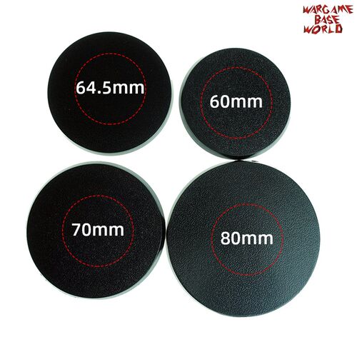 Round 64.5mm Bases for Games Plastic Black Bases  Resin Figu