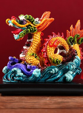 Chinese style souvenir dragon and lion porcelain Crafts gift