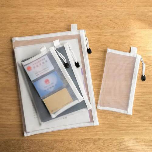 3pcs Mesh Zipper Pouch A4A5A6 Student Waterproof Zip File Ba