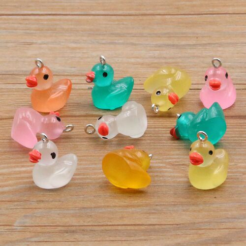 10Pcs 19X20MM 9 Color Noctilucent Duck Resin Earring Charms