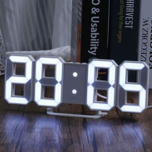 3D LED Digital Clock wall deco Glowing Night Mode Adjustable
