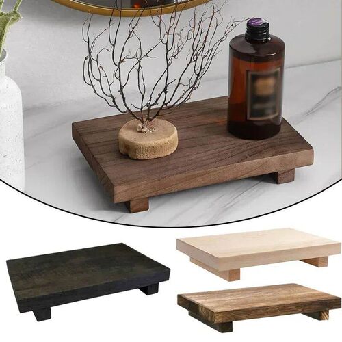 Wood Tray Pedestal Stand Bathroom Decor Wooden Vanity Hands