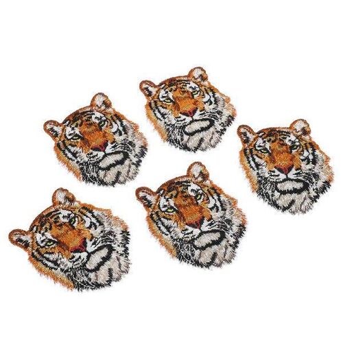 5 Pcs Tiger Head Patch Fabric Patches Sew Applique Repair