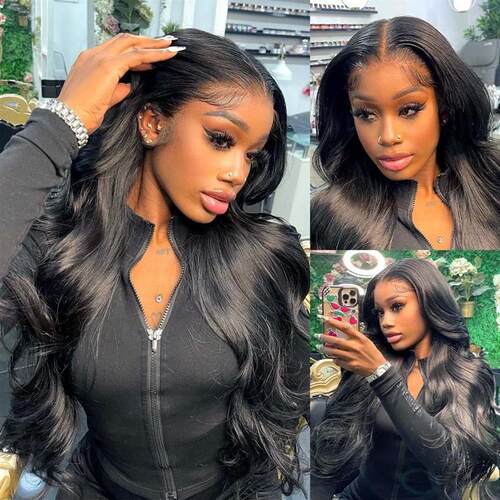 30inch 13x4 Body Wave Lace Front Wig Human Hair PrePlucked B