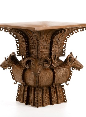 铜德堂 紫铜四羊方尊鼎摆件仿古青铜器办公室客厅中式装饰礼品