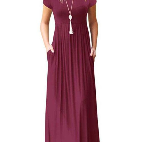 2022 Elegant Long Summer Dress Women Short Sleeve Maxi Dress