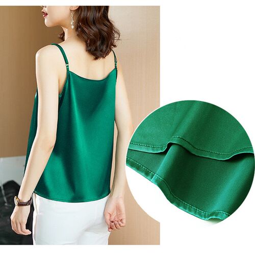 Korean Silk Women Tops Satin Blouses for Women Beading Silk