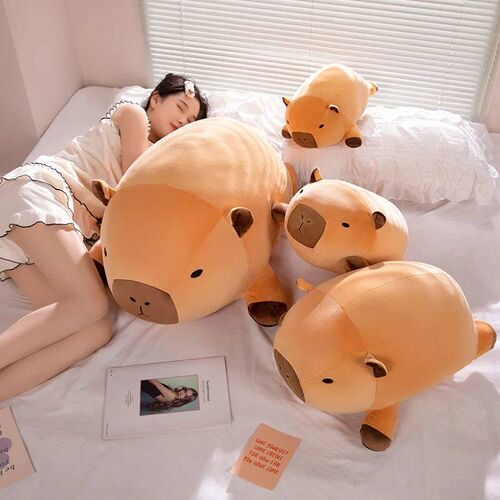 Fatty Long Capybara Plush Pillow Stuffed Round Kawaii Standi