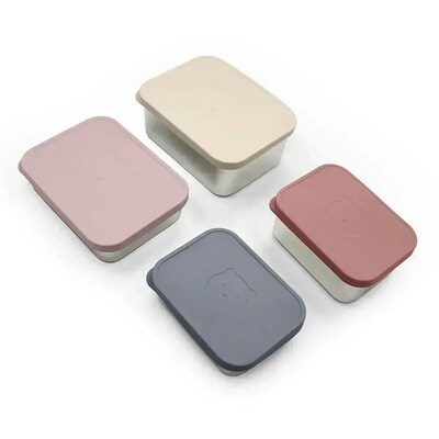Bpa Free Lunch Box Stainless Steel White Silicone Lid Custom