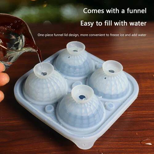 Ice Cube Tray Silicone with Lid Round Square Ice Ball Mold S