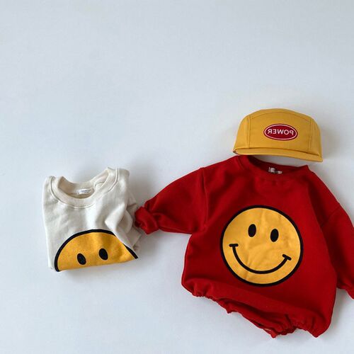 2023 Cute Infant Baby Boy Girl Romper Cartoon Smile Print Ro