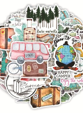 50PCS Travel World Stickers For Waterproof Decal Laptop Moto