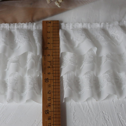 12CM Wide White Black Three Layers 3D Pleated Mesh Chiffon F