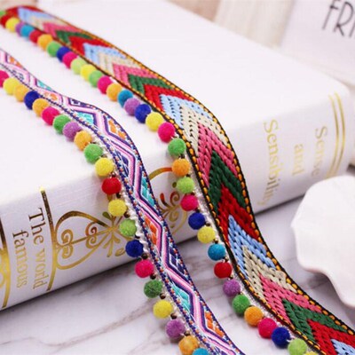 1Yards/Lot Silk Tassel Fringe Trim Tassel Lace Ribbon Pompom