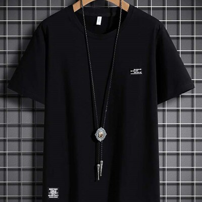 Summer tendy Mens Ice-feeling Silk Stetch Short-sleeved T-s