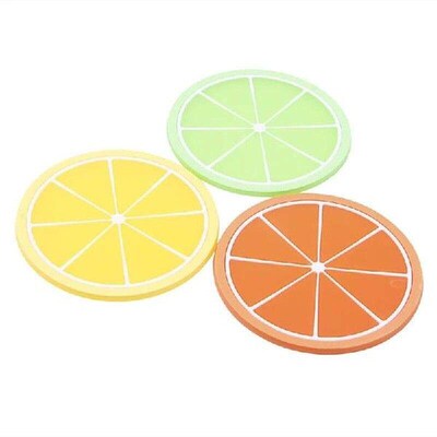 6pcs Fruit Colorful Silicone Cup Holder Drinks Mat