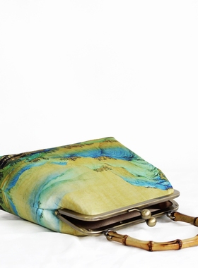 CB 手工DIY材料包 20cm千里江山竹手拎口金包 手挽包  需自己缝